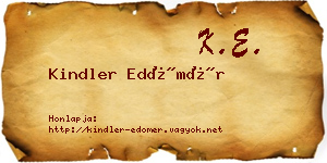 Kindler Edömér névjegykártya
